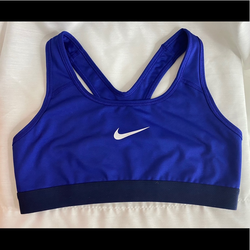 Blue Nike DRI-FIT sports bra size small